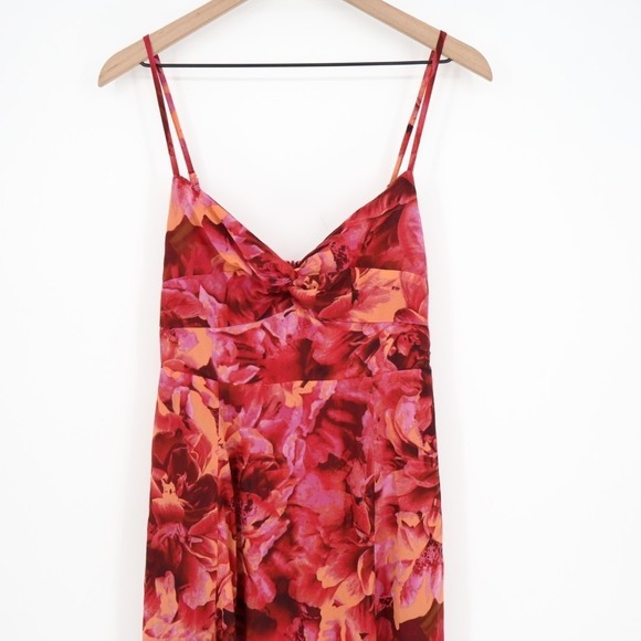 Lulus Beautiful Soul Maxi Dress Womens Medium Burgundy Floral Print Twist-Front - Picture 4 of 8